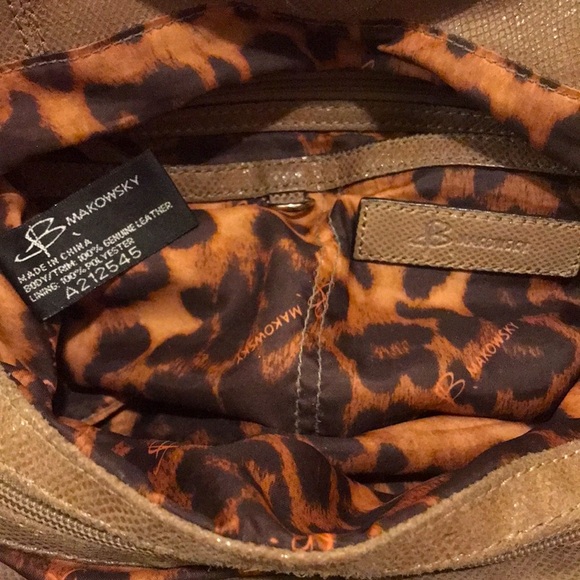 B.MAKOWSKY 3 COMPARTMENT SHOULDER BAG PURSE BROWNISH GREEN GOLDTONE HARDWARE . - Picture 11 of 12